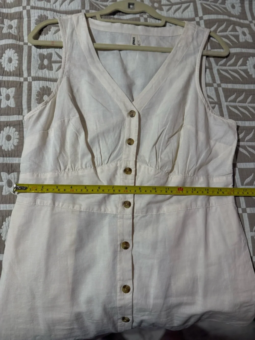 Pact organic cotton Cream Sleeveless Button-Front Midi Dress - Picture 6 of 8